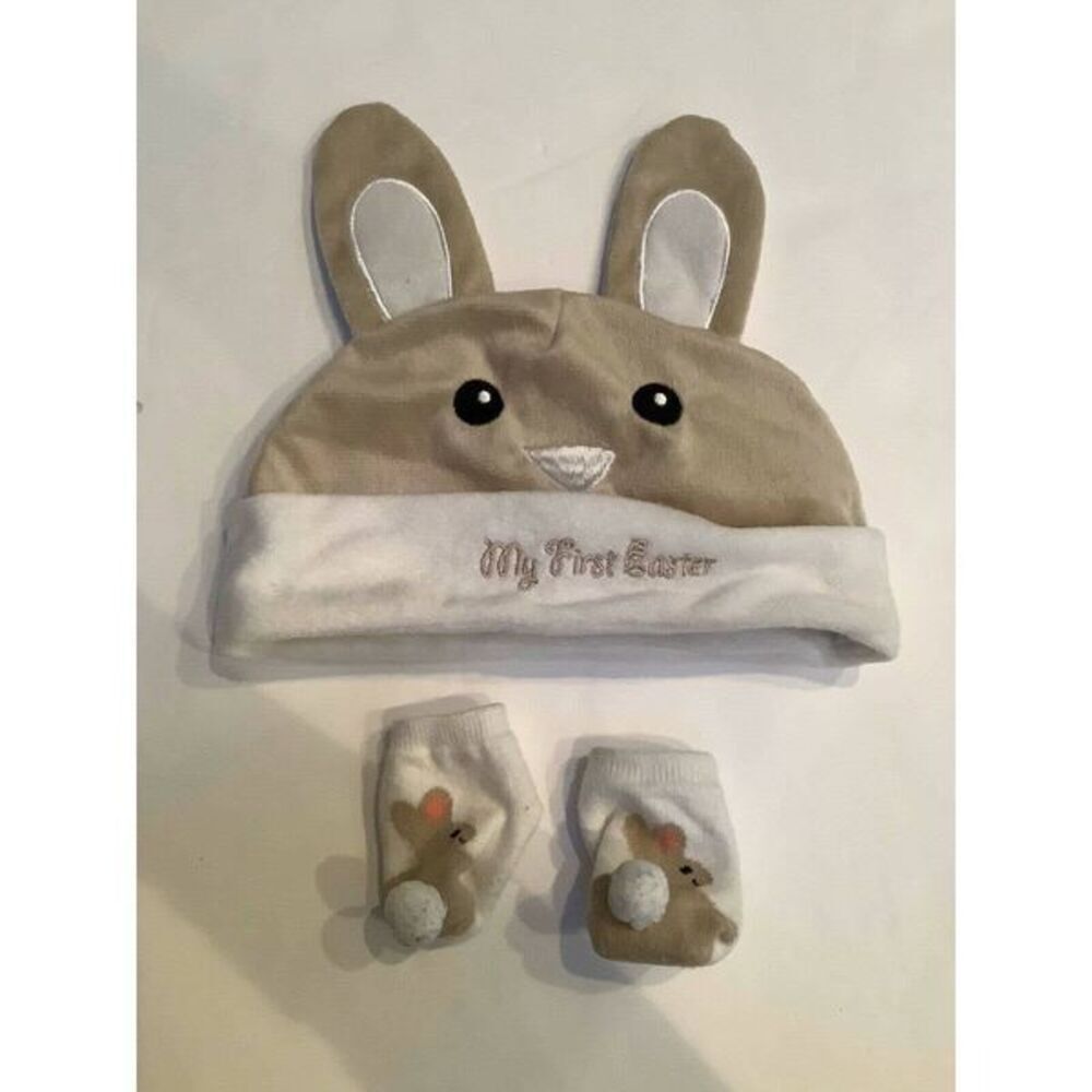Baby 1st Easter Hat & Booties Bunny